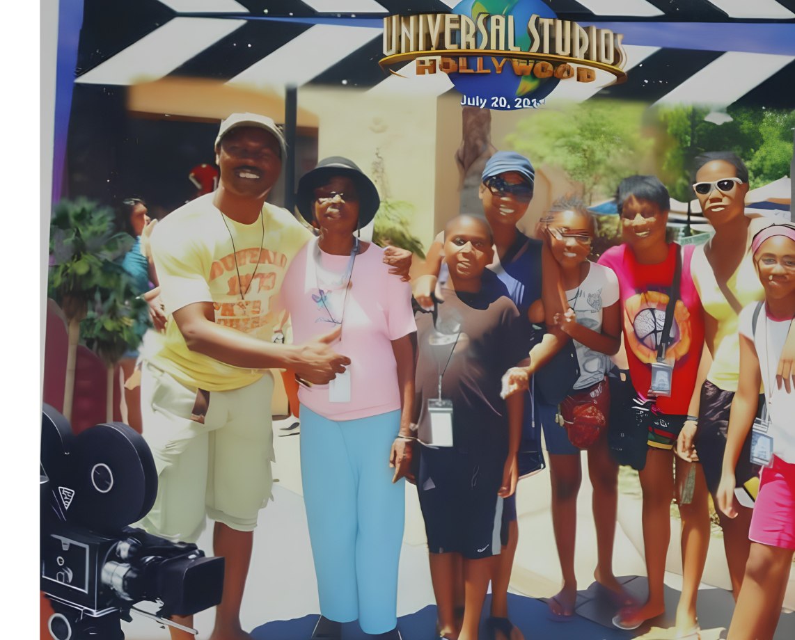 Mama Mercy with family at Universal Studios Hollywood